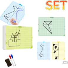 제고비 집중력 향상 대칭그림 따라 그리기 드로잉 보드 인지훈련 연습 교구세트, 중급, 1개, 파스텔