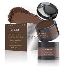 MLSMILE 인스턴트 헤어라인 파우더 2개 루트 터치 업 헤어 컬러 그레이 커버리지 커피 섀도우 얇은 모발용 여성 남성용 [호환], 브라운-2개