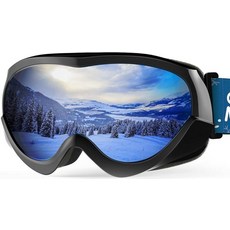 OutdoorMaster 아동용 스키 고글 남아 및 여아용 스노우 100% 자외선 차단 - VLT 10% 블랙 프레임 그레이 렌즈, Vlt 10% Black Frame Grey Lens