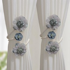新款樹枝花窗簾綁帶創意紗簾釦環輕奢高檔裝飾綁繩綁收納夾窗簾裝飾配件, 深灰色/1對裝, 1個