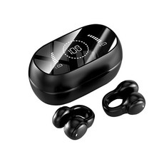 오픈형 무선 골전도 블루투스 V5.3 이어폰 스마트 커널형 노이즈캔슬링 이어폰 고음질 가성비, S1, 블랙