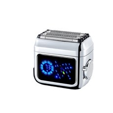 Malszon Optoelectronics 5刀往復式刮鬍刀 乾濕兩用 智慧顯示 IPX6防水, FK - 035 五刀往復剃鬚刀 銀冰色 鋅合金電鍍機身, 如圖所示