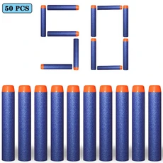 Nerf 소프트 총알 다트용 라운드 헤드 리필 스폰지 어린이 장난감 N 스트라이크 블라스터용 탄약 7.2cm 100, 06 50 PCS Navy blue