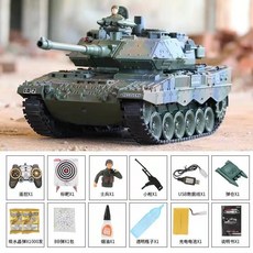 RC 무선조종 탱크 원격 제어 자동차 충전식 장갑차 전차 리모콘 전투 배틀, F. 녹색 50cm 2A6 (발사/연기), 1개