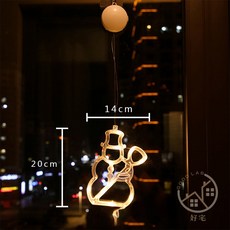Good Lab 聖誕節裝飾吸盤燈 櫥窗玻璃掛飾 星星雪人聖誕樹鈴鐺雪花麋鹿造型燈, 1個, G雪人（DB078）