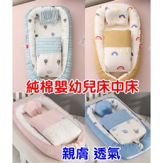 升級版全棉嬰兒床墊，可摺疊、可拆洗、便攜式防壓設計, 現貨四季可用三件套荳荳灰邊獅子