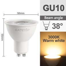 가정용 거실에 적합한 따뜻한 흰색 LED 스포트라이트 GU10 전구 120 도 베이스 깜박임 없음 AC 110V 220V 에너지 절약 20, 38degree 3000K, AC100-240V, 3w, 1개