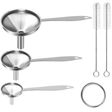 대형 소형 깔때기 3개 세트 주방용 식품 등급 미니 충전 병 주류 플라스크 작은 향신료 요리 파우더 금속 스테인리스 스틸 6개(긴 손잡이) 클리닝 브러시 2개 YLYL_1, 3 pcs long handle funnel set_1