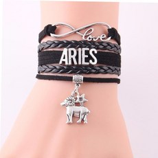 가죽팔찌 양자리 팬던트 팔찌 메탈 가죽 별자리 원석