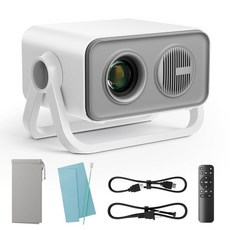 블루투스 5.4 1080P 지원 HDMI/USB/Phone(그레이)과 호환되는 360 조정 가능한 듀얼 스탠드 AI 오토 키스톤 일렉트릭 포커스 미니 휴대용 프로젝터 BKZ 20, 회색