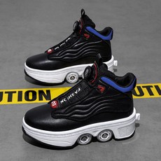 변형 롤러 스케이트 운동화 이중 바퀴 신발 어린이용 스케이트화, 겨울 231 블랙, 33, 1개