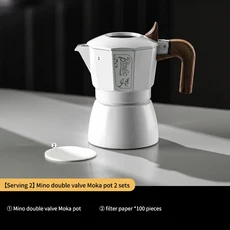 Bincoo 모카 포트 더블 밸브 전기 스토브 난방 조합 세트 이탈리아 에스프레소 포트 홈 커피 메이커 액세서, 01 빠른  Mainland, 01 white-2pcs