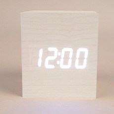 다있드림 LED 우드 큐브형 전자시계 디지털탁상시계, 흰색