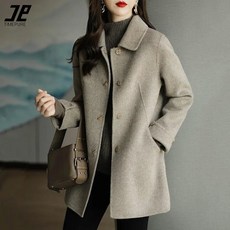 여성 캐주얼 하프 코트 베이직 오버핏 디자인 모직 재킷 따뜻한 반코트 카라 루즈핏 아우터 빅사이즈 포켓 클래식 긴팔 자켓