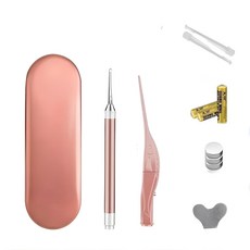 蘇霏小舖 兒童發光挖耳棒套裝 (挖耳棒+耳屎鑷子) 可拆卸清潔 兒童護理, 玫瑰金, 1個, 1個裝