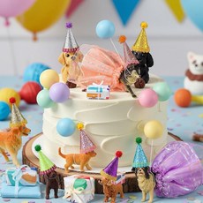 ECLATIS Weysat 공룡 피규어 케이크 토퍼 41개 동물 생일 파티 장식 미니 모자와 스커트 포함 다채로운 공 정글 테마 파티용 특별한 선물 상자 포함 27923, 애완동물