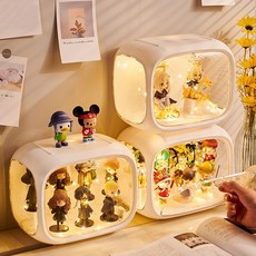 큐브 피규어 케이스 전시 진열장 장식장 조명 포함, 1개