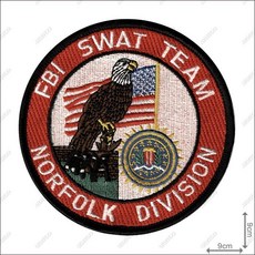 【ARMYGO】美國聯邦調查局特勤隊弗吉尼亞州諾福克司聯邦警察警用臂章，高品質刺繡，魔鬼氈設計，易於黏貼，展現對執法人員的敬意, 1個, 加車黑色(刺面)魔鬼氈