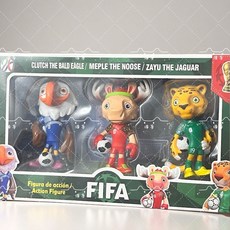 美加墨世界杯紀念品 可愛吉祥物PVC公仔 世界杯週邊玩偶 卡通手辦擺件 娃娃禮物, 1個, Q版吉祥物3款周邊手辦【彩盒裝】