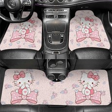 汽車腳踏墊 汽車腳墊 可愛凱蒂創意絲圈汽車腳墊通用款防滑耐磨易清洗, 25590Z,主駕駛一片（50*65）