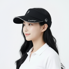 까스텔바작 모자 여성용 골프 완벽커버 와이드챙 썬바이저 BWCW-GC714, 블랙, 1개