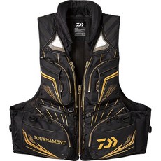 DAIWA DF-3021T頂級款救生衣，舒適透氣，多口袋設計，反光條安全，可調節貼合, 黑色,M