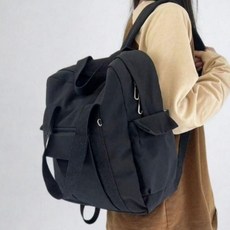심플 기저귀가방 캔버스 백팩 블랙, 단일상품0