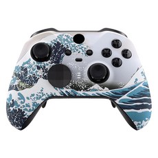 엑스트림레이트 우드 그레인 패턴 페이스플레이트 커버 소프트 터치 전면 하우징 쉘 케이스 교체 키트 Xbox One 엘리트 시리즈 2 Xbox 엘리트 2 코어 컨트롤러 모델 17, The Great Wave, 1개