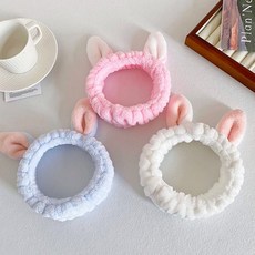 귀여운 토끼 귀 세안 목욕용품 헤어밴드 샤워용품 머리띠 집순이용품, 1개, 귀여운토끼귀-그레이