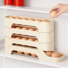 소소하우 깔끔보관 자동배출 슬라이딩 계란 보관함, 1개, 화이트
