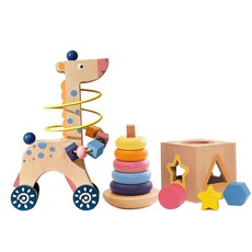 STTPEI Gabe Montessori 寶寶早教益智玩具 繞珠積木形狀配對組, 1個, 益智三件套組合:27*27*10