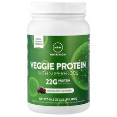 MRM Nutrition 엠알엠 뉴트리션 베지 프로틴 위드 슈퍼푸드 초콜릿 2.5lb 1 140g 단백질보충제, 1개, 1140