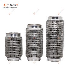EPLUS 자동차 배기 튜브 텔레스코픽 유연한 연결 스틸 메쉬 벨로우즈 스테인레스 스틸 머플러 파이프 커넥터 용접 유니버설, 60MM-203MM, 1개