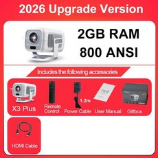 DITONG 디톤 X3Plus HD 프로젝터 네이티브 1080P 4K WIFI6 BT5.4 안드로이드 미니 휴대용 led 홈시어터 비디오, AU 플러그, 2G RAM