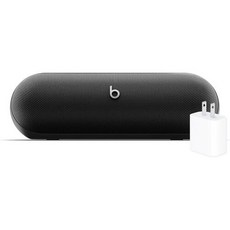 비츠 스튜디오 Beats Pill - 휴대용 블루투스 스피커 최대 24시간 배터리 수명 방수 블루투스 애플 및 안드로이드 호환 가정 실외 여행을 위한 심각한 소리 명세, Matte Black, Pill & Power Adapter, Without AppleCare+