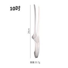 304不鏽鋼烤肉夾 日式牛角夾 不沾桌燒烤料理夾 露營適用, 1個, 10吋, 不鏽鋼原色