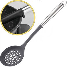 瀝水勺，食品級材質，加長手柄，一體成型，簡約時尚, 灰色漏勺, 1個