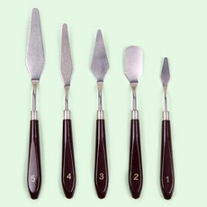 페인팅 나이프 미술 도구 유화 아크릴 나이프 우드 핸들 5종, 1개