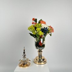 歐式花瓶水晶玻璃糖果罐花插擺件復古新款客廳婚宴送禮花器浪漫, 矮款