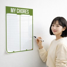 붙이는 화이트보드 시트지 점착식 탈부착형, 화이트시트 집안일목록표