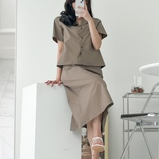 글램디브 델론 카라셔츠 A라인 스커트 투피스 AH0106
