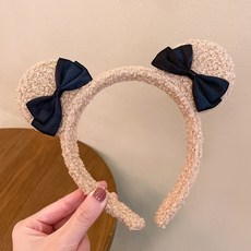 동물 머리띠 생일 파티 놀이공원, 1개, A30.곰리본-베이지