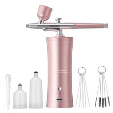 台中現貨 注氧儀 無線美容注氧儀 奈米噴霧補水儀 高壓噴霧美容儀器, 粉色＋清潔工具