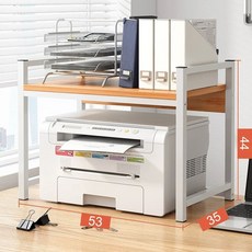 선반 수납함 다이 색상 책상 거치대 보관 복합기 팩스 이동식 3층 A2 블랙유리목, 1개, E. H자형 확장 높이이중 구조 53x35x44cm 앤