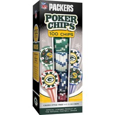 MasterPieces 카지노 - NFL 신시내티 벵갈스 - 100피스 포커 칩 세트 트레이 포함, Green Bay Packers
