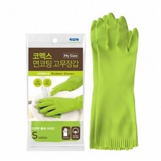 코멕스 마이사이즈 면코팅 고무장갑, 그린, 소(S), 5개