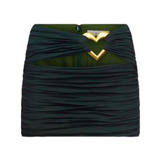 에어리어 컷아웃 주름 미니 스커트