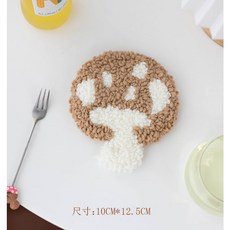 戳戳繡杯墊材料包俄羅斯刺繡手工DIY, 1個, 蘑菇2號(16cm仿竹繡繃,附戳針)