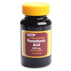 RUGBY 維生素 B 組泛酸 500 毫克片劑, 1個, 100 件