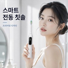 SARMOCARE 스마트 컬러 디스플레이 음파 전동칫솔 52 000회/분 스윙 진동 4모드 칫솔모 8개입 KC 인증, 1개, White, K100